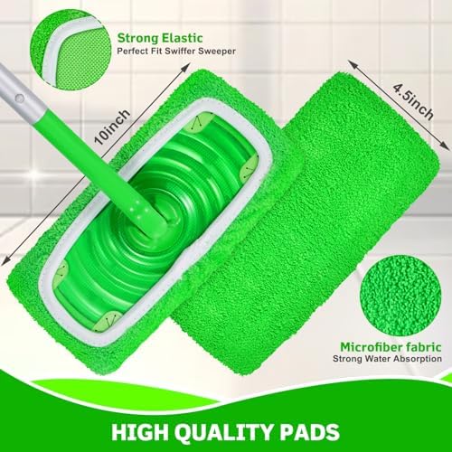 Reusable Microfiber Mop Pads Compatible with Swiffer Sweeper, 3 Pack Dry Sweeping Cloths & Wet Mopping Cloths, Washable Pads for Hardwood Floor Cleaning (Mop is Not Included)