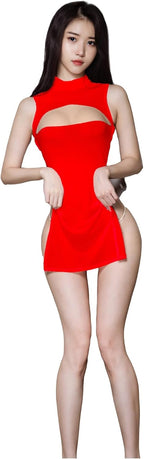 SINROYEE Women's Sexy Cosplay Lingerie Silk Nightgown Dress High split Cheongsam Dress