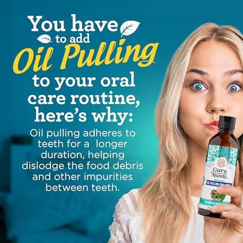 GuruNanda CocoMint Oil Pulling Mouthwash for Complete Oral Hygiene, 7 Essential Oils & Vitamins for Happy Teeth & Gums & Fresh Breath , Alcohol-Free, 8 oz