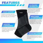 Smart Ankle Brace for Women & Men - Ankle Wrap for Sprained Ankle, Compression Support Sleeve for Plantar Fasciitis, Achilles Tendonitis, No Seams, No Marks, One Size