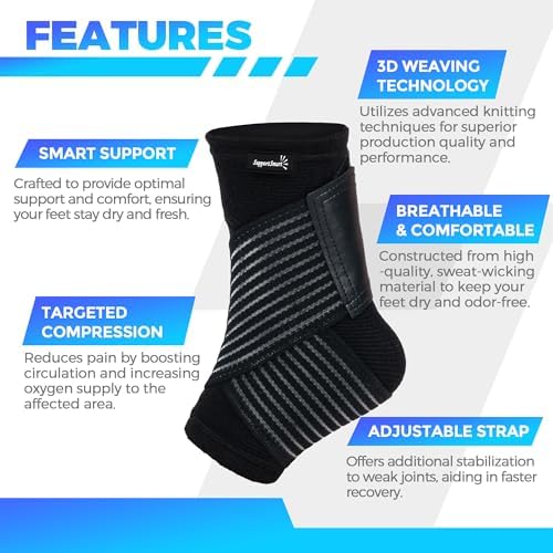 Smart Ankle Brace for Women & Men - Ankle Wrap for Sprained Ankle, Compression Support Sleeve for Plantar Fasciitis, Achilles Tendonitis, No Seams, No Marks, One Size