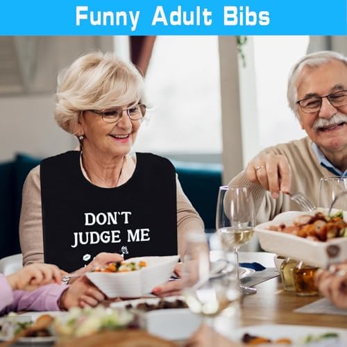 Funny Adult Bibs for Elderly Women Men, Washable Waterproof Adult Bibs for Eating with Crumb Catcher Dining Clothing Protectors for Adult Senior Special Needs