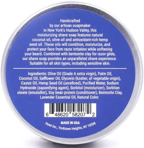 Taconic Shave Lavender Scent Shaving Soap – Calming Floral Aroma – Barbershop Quality Lather Puck with Natural Oils – Soothing & Moisturizing – Handmade in USA