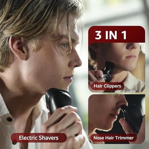 Cordless Electric Razor for Men: 3-in-1 Electric Shavers for Men - IPX7 Waterproof & Precision Blades - Turbo Speed Travel Kit for Beard Nose Sideburns