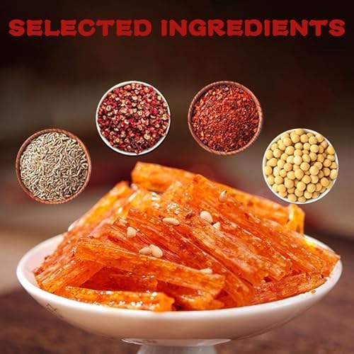 Mini Spicy Gluten Strips (La Tiao), Sweet & Spicy Flavor, hot strip, Irresistibly Chewy,latiao chinese snack (0.6oz Pack)Asian Snacks,辣条 10Pack