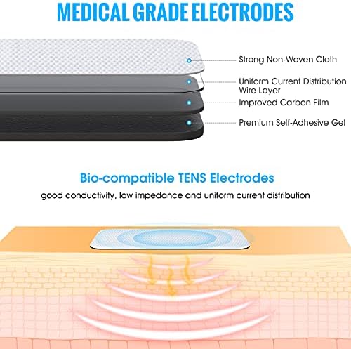10 Pieces Large Electrode Pads - Premium Reusable TENS Unit Pads with Standard 2mm PIN Connector - 2x4 Inches Self-Adhesive for Pain Relief and Muscle Stimulation
