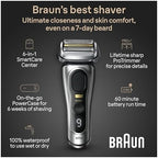 Braun Series 9 PRO+ 9577cc Electric Razor for Men, 5 Pro Shave Elements & Precision Long Hair Trimmer, 6in1 SmartCare Center, PowerCase for Mobile Charging, Wet & Dry, 60min Battery Runtime