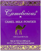 Camel Milk Powder Camelicious 480g Box US Edition(24 Packets x 20g each) Non-GMO, Gluten Free Low Lactose Alternative Dry Milk Powder - Flash Pasteurized Powdered Camel Milk Longer Shelf Life