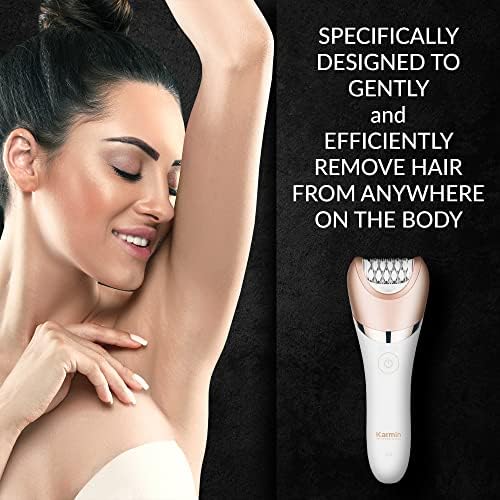 Karmin 5 in1 Wet Dry Epilator for Women Hair Removal, Cordless Electric Shaver, Trimmer, Facial, Body, Arm, Leg Hair Remover, USB Rechargeable, Waterproof, Shave, Exfoliate, Smooth, Buff, Massage
