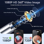 Tomaje Ear Wax Removal Tool Camera, Ear Cleaner with Camera, Ear Wax Removal Kit, 1080P HD Ear Camera, Earwax Removal Kit with Camera and 6 LED Light, 6 Ear Pick & Ear Set for iOS & Android, Black