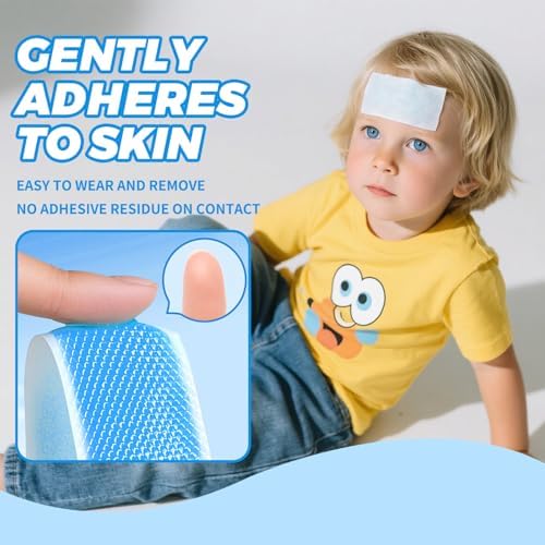 20PCS-Cooling Patch，Cold Compress Pad，Fever reducing Patches, Cold Patch for Migraine，Soothing Cold Pack，Ideal for Headache Relief, Fast-Acting Relief for Fever, Sheets Fever Patches