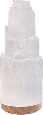 Selenite Crystal Lamp 20cm, Hand Crafted Wooden Base Moroccan Lamp, Selenite Lamp for Smudging, Healing & Meditation, Best for Gift (ETL Certified)