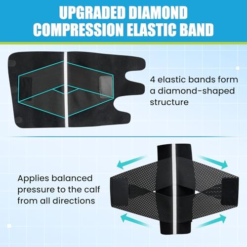 Calf Compression Sleeve – Adjustable Calf Brace for Men & Women, Innovative Diamond-Shaped Elastic Band for Targeted Compression, Support for Shin Splints, Swelling & Varicose Veins (M Size)