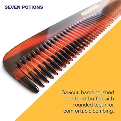 Hair Comb For Men 7.1 inch Fine and Coarse Tooth For Hair Beard And Moustache Hand Made and Sawcut (Hair Comb H1)