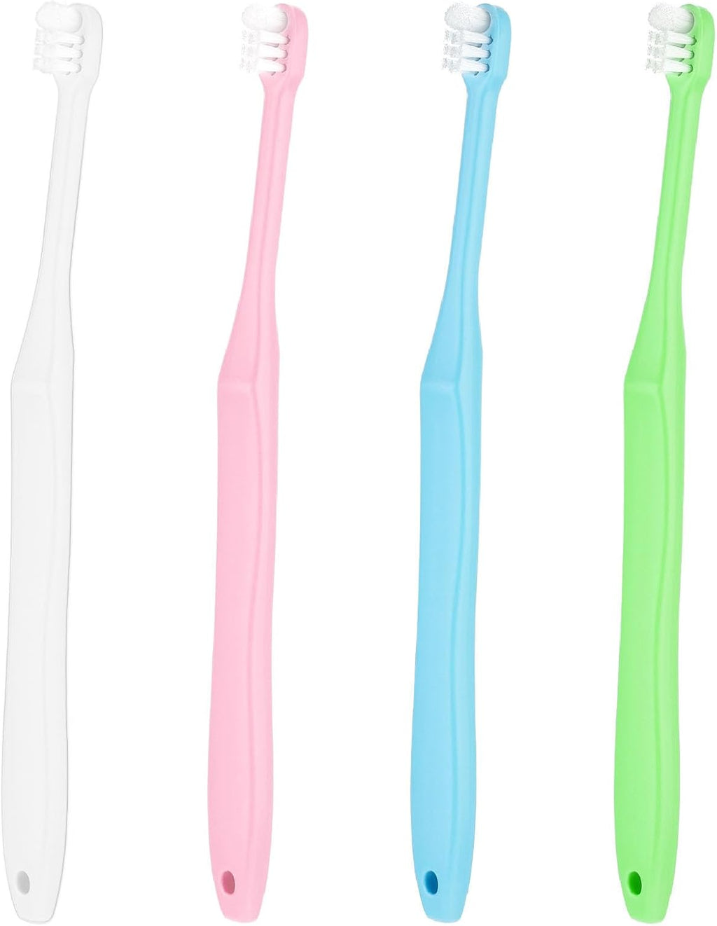 WLLHYF End Tuft Toothbrush, 4PCS Nylon Soft Bristle Tiny Small Tooth Brush, Hard to Reach Areas Dental Detail Cleaning for Adults-Around Crowns Bridges Implants