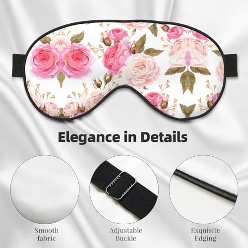 Floral Flower Rose Pink Eye Mask for Ultimate Sleep Comfort - Adjustable, Breathable & Stylish -Perfect for Light Sensitivity, Insomnia