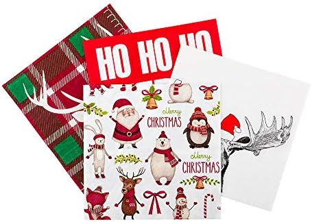 13 Inch Paper Luncheon Napkins, 20 Merry Christmas Design Printed Napkins - 3-Ply, Textured Edges, White Paper Decorated Napkins, Soft And Strong, For Parties Or Catering Events - Restaurantware