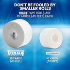 12 Pack White Athletic Tape (45ft Rolls) - Athletes Trainers Injuries & First Aid - Premium Medical Sports Tape - Wrap & Support Ankles & Wrists - Easy Tear Design with Zinc Oxide & No Sticky Residue
