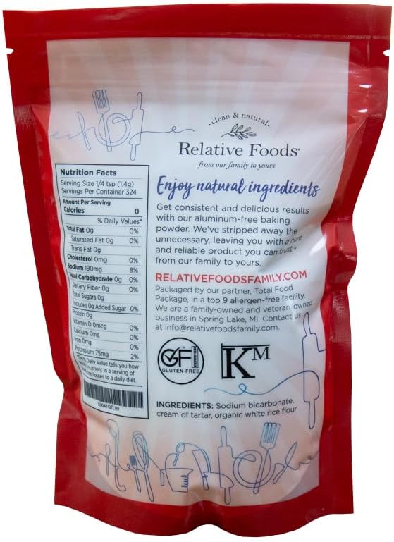 Baking Powder, 1 pound No added Aluminum, Corn Starch Free, gluten free. Made in our USA allergen free facility. Premium leavening agent.
