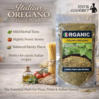 100% Gourmet Organic Italian Oregano Leaves, 5 oz – Premium Dried Oregano for Pizza, Pasta & Mediterranean Cooking – Aromatic Italian Herb in Resealable Pouch