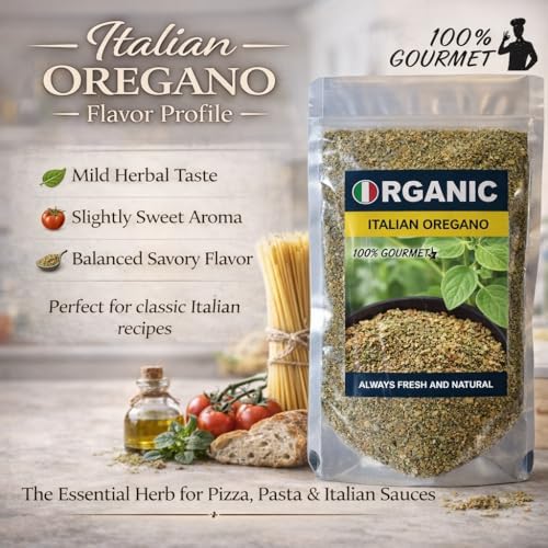100% Gourmet Organic Italian Oregano Leaves, 5 oz – Premium Dried Oregano for Pizza, Pasta & Mediterranean Cooking – Aromatic Italian Herb in Resealable Pouch