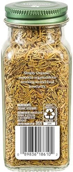 Simply Organic Whole Rosemary Leaf, 1.23 Ounce, Pungent, Herbaceous, Fresh Earthy Taste & Aroma, Kosher, Certified Organic