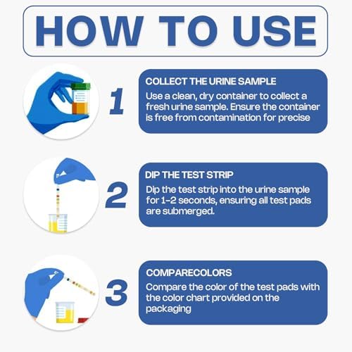 10-in-1 Urine Test Strips for Urinalysis – Full Panel Urinalysis Test Strips for Protein, Nitrite, Leukocytes, pH, Kidney and Liver Function (120 Strips)