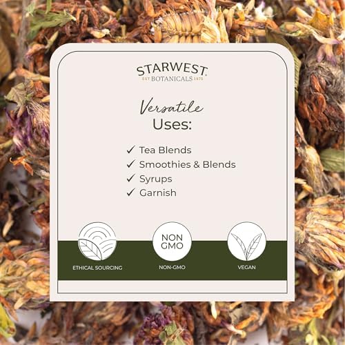 Starwest Botanicals Red Clover Blossoms Whole Organic - Dried Loose Leaf Herb for Tea, Edible Flowers, Certified Kosher, Non-GMO - 4 oz Pouch