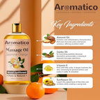 Massage Oil for Massage Therapy with Jasmine & Orange Essential Oils. Infused with Sesame, Almond & Jojoba Oils. Full Body Massage Oil for Mood Upliftment – 10 Fl Oz