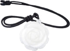 Nupuyai Hand Carved Flower Stone Pendant Necklace for Women, Handcraft Rose Pendant with Chain for Mom Adjustable 27.5"