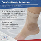 CRS Cross Ankle Malleolar Gel Sleeves. One Pair of Premium Padded Skate Socks to Cushion and Protect Ankle Bone for Figure Skating, Hockey, Inline, Roller, Skiing or Boots. (One Size Fits Most)