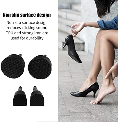 Shoe Repair Kit, 80Pcs High Heel Tips Shoes Replacement Tap Caps Boot Heel Repair Repair Tips Taps Dowel Lifts Replacement Stiletto Repair Heel Caps Kit for Shoes High Heel Tip, Parties, Black