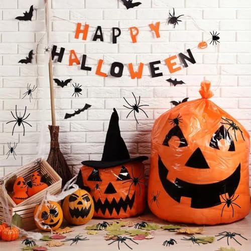Plastic Spiders Halloween, 100 PCS Black Fake Spiders Halloween Decorations, Mini Spiders Halloween Decor Small Plastic Spiders Bulk Realistic Spider Tiny Spiders Halloween Fun bugs and Spiders Toys