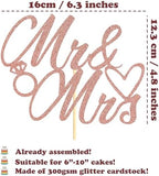 Sotpot 1 Pack Mr Mrs Cake Topper, Rose Gold Glitter Love Mr Mrs Cake Pick Wedding Party Decorations Bridal Shower Wedding Cupcake Decoration Party Supplies