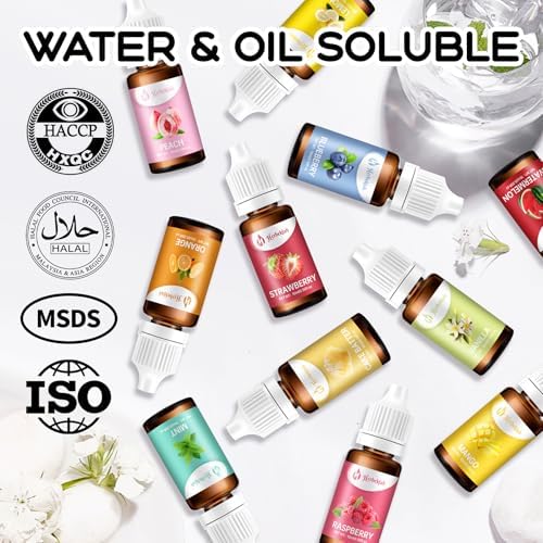 Food Flavoring Oil - Candy Flavoring for Candy Making 20 x 0.35 Fl Oz Concentrated Extracts and Flavorings for Baking, Lip Gloss, Cakes, Desserts