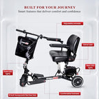 SNAPnGO Three Wheel Portable Mobility Adult Scooter - Aircraft-Grade Aluminum Frame for Top Speeds of 5mph and 13-Mile Range - Folding Feature, 250W Motor, Quick Charge 36V Lightweight Battery