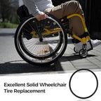 2 PCS Wheelchair Rear Wheel Solid Tires, 24 x 1-3/8" PU Non-Pneumatic Tires, Wheelchair Solid Tires with 2 PCS Crowbars,Suitable for Manual Wheelchair Tire Replacement
