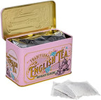 New English Teas Vintage Victorian Tea Tin with 40 Fine 1869 Blend English Teabags (Pink)