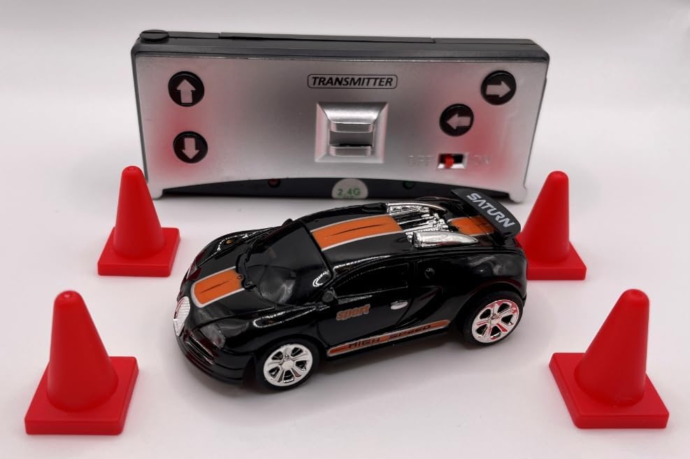 Mini RC 1:58 Scale Small Pocket Portable Micro Racing Car Can Miniature Coke Can Upgraded 2.4G Wireless Radio Remote Control for Multi-Users (Qty. 1 = 1 Can) (Bugatti)
