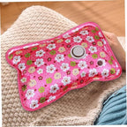 Rechargeable Electric Hot Water Bottle Flower Pattern, Leakproof Stomach Warmer for Period Cramps and Pain Relief