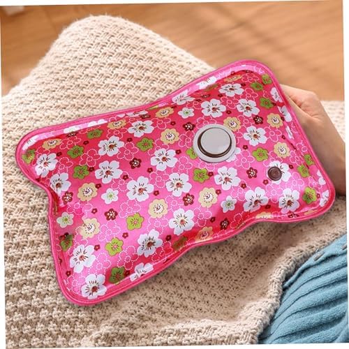Rechargeable Electric Hot Water Bottle Flower Pattern, Leakproof Stomach Warmer for Period Cramps and Pain Relief