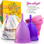 Talisi Reusable Menstrual Cups - Set of 2 Period Cups for Women with Collapsible Sterilization Menstruation Cup for Beginners - Feminine Hygiene Alternative to Tampon and Pad - Regular and Heavy Flow