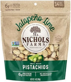 Nichols Farms InShell California Pistachios, Healthy Protein Snack, Jalapeño Lime, 14oz