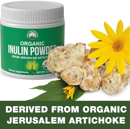 Peak Performance Organic Inulin Powder Natural Prebiotic Fiber for Gut Health. USDA Organic Raw Plant Based Vegan Prebiotics FOS Supplement from Jerusalem Artichoke