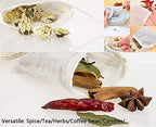 20 Pcs Muslin Drawstring Bags - Natural Unbleached Cotton Straining Herbs Cheesecloth Bags for Coffee Tea Brew, Soup Gravy Broth Stew, Bone Broth Brew, Spice, 4 x 3 Inches