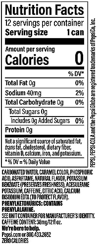 Pepsi Zero Sugar Cola Soda, 12 Fl Oz Cans (Pack of 12)