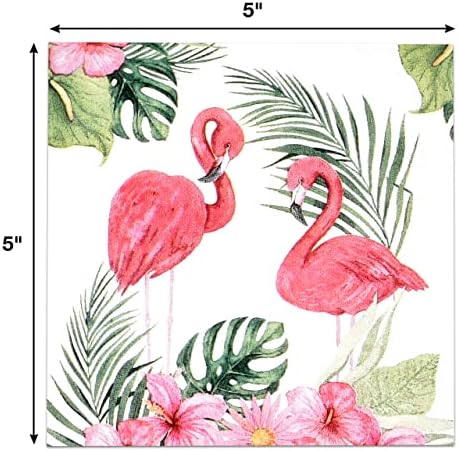 Gift Boutique 100 Pink Flamingo Cocktail Beverage Napkins Disposable Paper Tropical Flamingos Hawaiian Luau Beach Dessert Napkin for Summer Pool Nautical Wedding Bridal & Birthday Party Supplies Decor