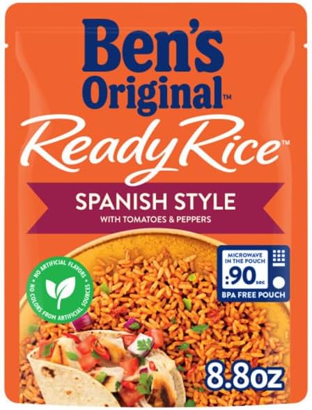 BEN'S ORIGINAL Ready Rice Spanish Style Flavored Rice, Easy Dinner Side, 8.8 OZ Pouch (Pack of 12)