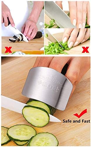Finger Guard for Safe to Slice Cutting Vegetables Fruit- 2PCS, 304 Stainless Steel Finger Hand Protector Kitchen Tool Guard, Present for Thanksgiving, Wife, Mothers, Children;