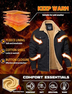 MAGNIVIT Men's Cotton Cargo Jacket Winter Sherpa Fleece Lined Work Jacket Coats with 5 Pockets